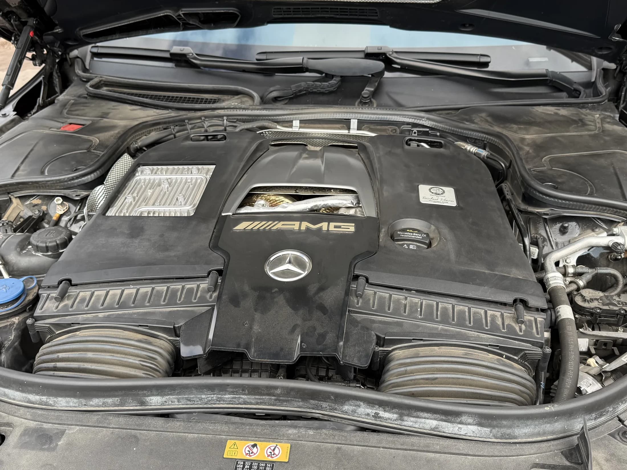 Detailed engine bay after cleaning.