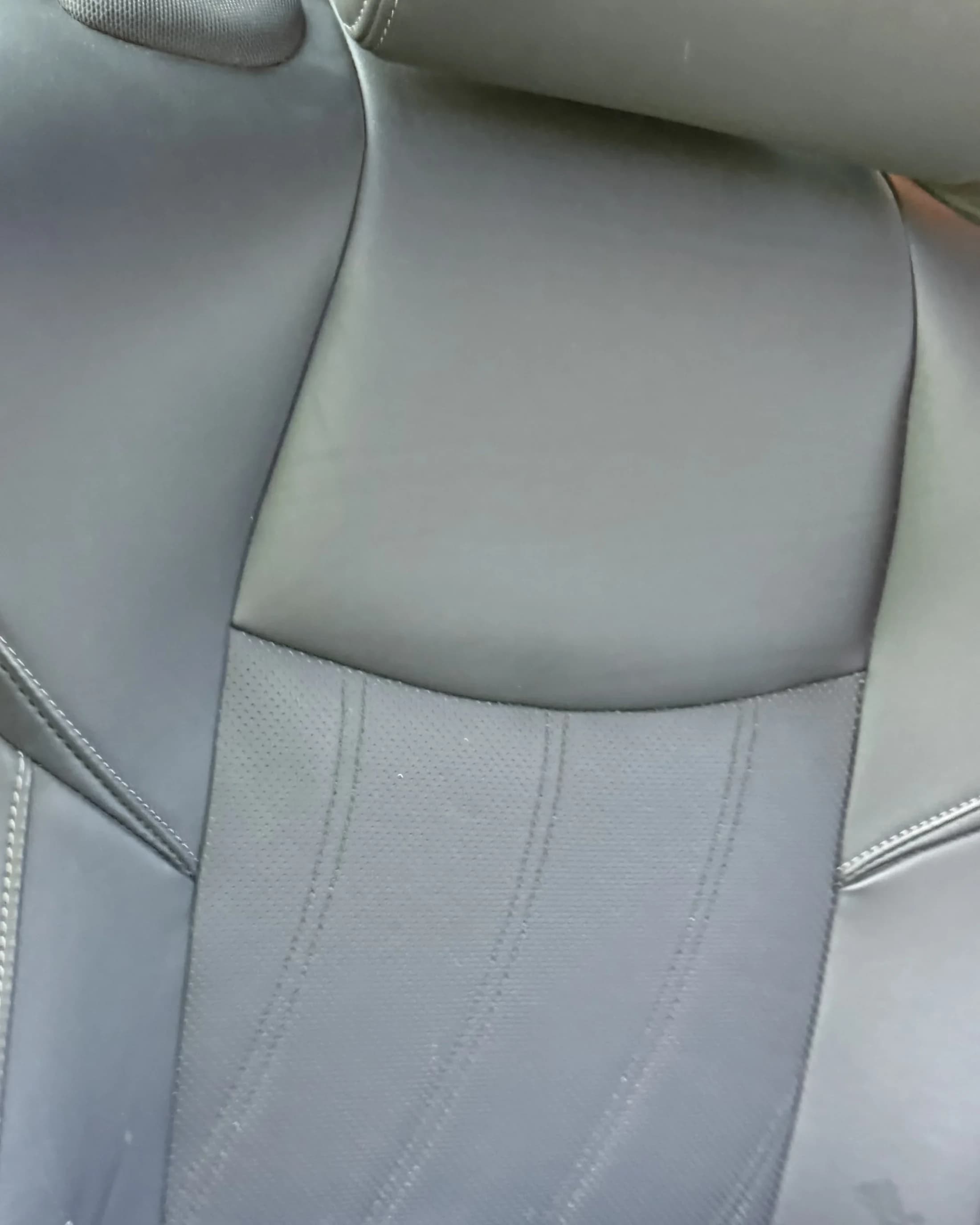 Front seat upholstery after cleaning.